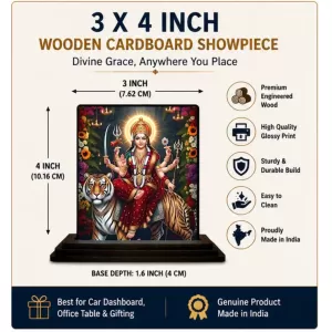 Car Dashboard Durga Wooden Photo Stand 3x4 Inches, Compact & Stylish Spiritual Display For Car, Home & Office (Pack Of 1) (F49704) Car Dashboard Durga Wooden Photo Stand 3x4 Inches, Compact & Stylish Spiritual Display For Car, Home & Office (Pack Of 1) (F49704)