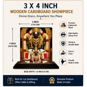 Car Dashboard Lord Tirupati And Mata Lakshmi Wooden Photo Stand 3x4 Inches, Compact & Stylish Spiritual Display For Car, Home & Office (Pack Of 1) (F49714) Car Dashboard Lord Tirupati And Mata Lakshmi Wooden Photo Stand 3x4 Inches, Compact & Stylish Spiritual Display For Car, Home & Office (Pack Of 1) (F49714)