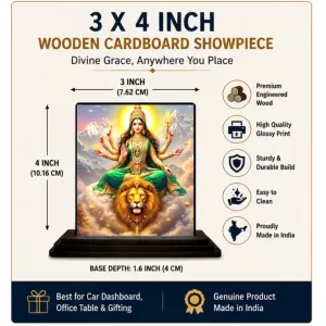 Car Dashboard Durga Wooden Photo Stand 3x4 Inches, Compact & Stylish Spiritual Display For Car, Home & Office (Pack Of 1) (F49716) Car Dashboard Durga Wooden Photo Stand 3x4 Inches, Compact & Stylish Spiritual Display For Car, Home & Office (Pack Of 1) (F49716)