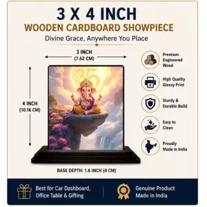 Car Dashboard Ganesha Wooden Photo Stand 3x4 Inches, Compact & Stylish Spiritual Display For Car, Home & Office (Pack Of 1) (F49719) Car Dashboard Ganesha Wooden Photo Stand 3x4 Inches, Compact & Stylish Spiritual Display For Car, Home & Office (Pack Of 1) (F49719)