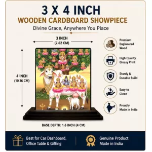 Car Dashboard Kamadhenu Wooden Photo Stand  3x4 Inches, Compact & Stylish Spiritual Display For Car, Home & Office (Pack Of 1) (F49728)
