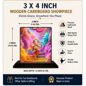 Car Dashboard Ganesha Wooden Photo Stand 3x4 Inches, Compact & Stylish Spiritual Display For Car, Home & Office (Pack Of 1) (F49741) Car Dashboard Ganesha Wooden Photo Stand 3x4 Inches, Compact & Stylish Spiritual Display For Car, Home & Office (Pack Of 1) (F49741)