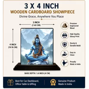 Car Dashboard Shiva Wooden Photo Stand 3x4 Inches, Compact & Stylish Spiritual Display For Car, Home & Office (Pack Of 1) (F49743) Car Dashboard Shiva Wooden Photo Stand 3x4 Inches, Compact & Stylish Spiritual Display For Car, Home & Office (Pack Of 1) (F49743)
