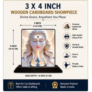 Car Dashboard Shiva Wooden Photo Stand 3x4 Inches, Compact & Stylish Spiritual Display For Car, Home & Office (Pack Of 1) (F49746) Car Dashboard Shiva Wooden Photo Stand 3x4 Inches, Compact & Stylish Spiritual Display For Car, Home & Office (Pack Of 1) (F49746)