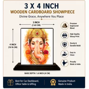 Car Dashboard Ganesha Wooden Photo Stand 3x4 Inches, Compact & Stylish Spiritual Display For Car, Home & Office (Pack Of 1) (F49748) Car Dashboard Ganesha Wooden Photo Stand 3x4 Inches, Compact & Stylish Spiritual Display For Car, Home & Office (Pack Of 1) (F49748)
