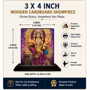 Car Dashboard Durga Wooden Photo Stand 3x4 Inches, Compact & Stylish Spiritual Display For Car, Home & Office (Pack Of 1) (F49754) Car Dashboard Durga Wooden Photo Stand 3x4 Inches, Compact & Stylish Spiritual Display For Car, Home & Office (Pack Of 1) (F49754)