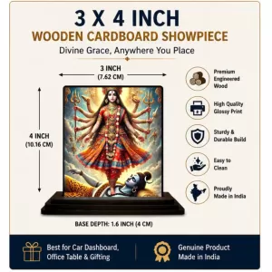 Car Dashboard Kali Wooden Photo Stand  3x4 Inches, Compact & Stylish Spiritual Display For Car, Home & Office (Pack Of 1) (F49763)