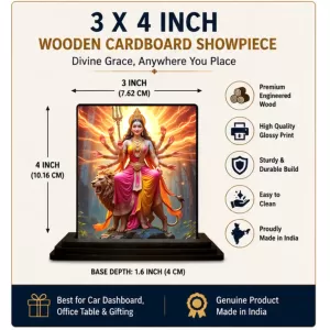 Car Dashboard Durga Wooden Photo Stand 3x4 Inches, Compact & Stylish Spiritual Display For Car, Home & Office (Pack Of 1) (F49767) Car Dashboard Durga Wooden Photo Stand 3x4 Inches, Compact & Stylish Spiritual Display For Car, Home & Office (Pack Of 1) (F49767)