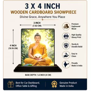 Car Dashboard Gautama Buddha Wooden Photo Stand 3x4 Inches, Compact & Stylish Spiritual Display For Car, Home & Office (Pack Of 1) (F49771) Car Dashboard Gautama Buddha Wooden Photo Stand 3x4 Inches, Compact & Stylish Spiritual Display For Car, Home & Office (Pack Of 1) (F49771)