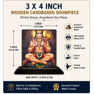 Car Dashboard Hanuman Wooden Photo Stand 3x4 Inches, Compact & Stylish Spiritual Display For Car, Home & Office (Pack Of 1) (F49779) Car Dashboard Hanuman Wooden Photo Stand 3x4 Inches, Compact & Stylish Spiritual Display For Car, Home & Office (Pack Of 1) (F49779)