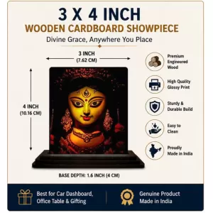 Car Dashboard Durga Wooden Photo Stand 3x4 Inches, Compact & Stylish Spiritual Display For Car, Home & Office (Pack Of 1) (F49782) Car Dashboard Durga Wooden Photo Stand 3x4 Inches, Compact & Stylish Spiritual Display For Car, Home & Office (Pack Of 1) (F49782)