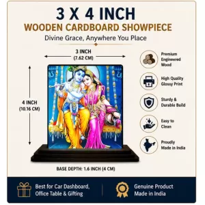 Car Dashboard Shree Radha Shree Krishna Wooden Photo Stand 3x4 Inches, Compact & Stylish Spiritual Display For Car, Home & Office (Pack Of 1) (F49786) Car Dashboard Shree Radha Shree Krishna Wooden Photo Stand 3x4 Inches, Compact & Stylish Spiritual Display For Car, Home & Office (Pack Of 1) (F49786)