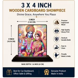 Car Dashboard Radha Krishna Wooden Photo Stand 3x4 Inches, Compact & Stylish Spiritual Display For Car, Home & Office (Pack Of 1) (F49787) Car Dashboard Radha Krishna Wooden Photo Stand 3x4 Inches, Compact & Stylish Spiritual Display For Car, Home & Office (Pack Of 1) (F49787)