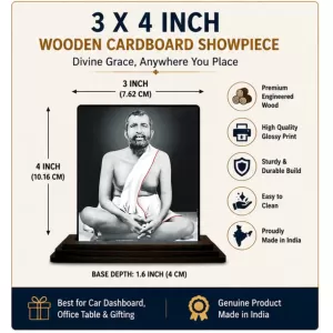Car Dashboard Shree Ramakrishna Wooden Photo Stand  3x4 Inches, Compact & Stylish Spiritual Display For Car, Home & Office (Pack Of 1) (F49791)