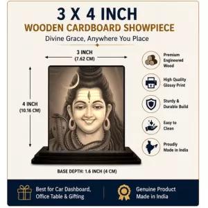 Car Dashboard Lord Shiva Wooden Photo Stand 3x4 Inches, Compact & Stylish Spiritual Display For Car, Home & Office (Pack Of 1) (F49795) Car Dashboard Lord Shiva Wooden Photo Stand 3x4 Inches, Compact & Stylish Spiritual Display For Car, Home & Office (Pack Of 1) (F49795)