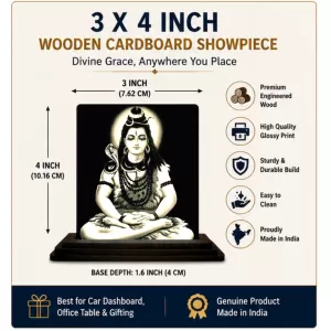 Car Dashboard Lord Shiva Wooden Photo Stand 3x4 Inches, Compact & Stylish Spiritual Display For Car, Home & Office (Pack Of 1) (F49797) Car Dashboard Lord Shiva Wooden Photo Stand 3x4 Inches, Compact & Stylish Spiritual Display For Car, Home & Office (Pack Of 1) (F49797)
