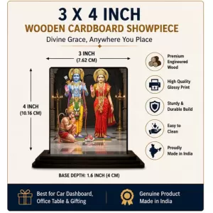 Car Dashboard Rama And Sita Wooden Photo Stand 3x4 Inches, Compact & Stylish Spiritual Display For Car, Home & Office (Pack Of 1) (F49800) Car Dashboard Rama And Sita Wooden Photo Stand 3x4 Inches, Compact & Stylish Spiritual Display For Car, Home & Office (Pack Of 1) (F49800)