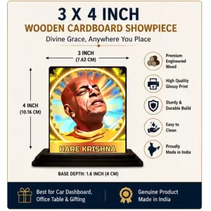 Car Dashboard Hare Shree Krishna Wooden Photo Stand  3x4 Inches, Compact & Stylish Spiritual Display For Car, Home & Office (Pack Of 1) (F49809)