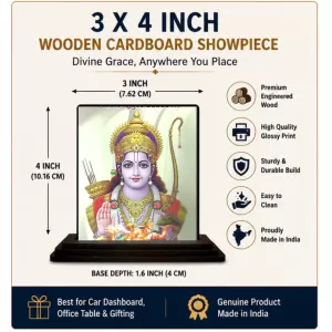 Car Dashboard Lord Lord Rama Wooden Photo Stand 3x4 Inches, Compact & Stylish Spiritual Display For Car, Home & Office (Pack Of 1) (F49812) Car Dashboard Lord Lord Rama Wooden Photo Stand 3x4 Inches, Compact & Stylish Spiritual Display For Car, Home & Office (Pack Of 1) (F49812)
