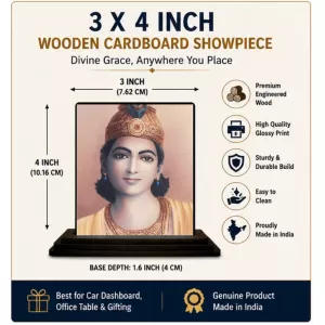 Car Dashboard Lord Shree Krishna Wooden Photo Stand 3x4 Inches, Compact & Stylish Spiritual Display For Car, Home & Office (Pack Of 1) (F49815) Car Dashboard Lord Shree Krishna Wooden Photo Stand 3x4 Inches, Compact & Stylish Spiritual Display For Car, Home & Office (Pack Of 1) (F49815)