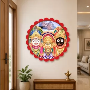 Lord Jagannath Wall Hanging Photo Frame | 8 Inch Round Floral Design With Golden Hanging Chain | Decorative Religious Wall Decor For Home, Office, Temple & Pooja Room (F21703) Lord Jagannath Wall Hanging Photo Frame | 8 Inch Round Floral Design With Golden Hanging Chain | Decorative Religious Wall Decor For Home, Office, Temple & Pooja Room (F21703)