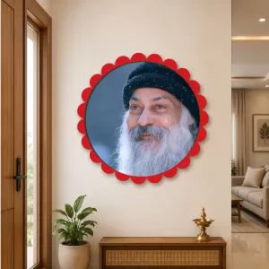 Osho Wall Hanging Photo Frame | 8 Inch Round Floral Design With Golden Hanging Chain | Decorative Religious Wall Decor For Home, Office, Temple & Pooja Room (F21767) Osho Wall Hanging Photo Frame | 8 Inch Round Floral Design With Golden Hanging Chain | Decorative Religious Wall Decor For Home, Office, Temple & Pooja Room (F21767)