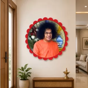 Satya Saibaba Wall Hanging Photo Frame | 8 Inch Round Floral Design With Golden Hanging Chain | Decorative Religious Wall Decor For Home, Office, Temple & Pooja Room (F21769) Satya Saibaba Wall Hanging Photo Frame | 8 Inch Round Floral Design With Golden Hanging Chain | Decorative Religious Wall Decor For Home, Office, Temple & Pooja Room (F21769)