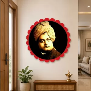 Swami Vivekananda Wall Hanging Photo Frame | 8 Inch Round Floral Design With Golden Hanging Chain | Decorative Religious Wall Decor For Home, Office, Temple & Pooja Room (F21770) Swami Vivekananda Wall Hanging Photo Frame | 8 Inch Round Floral Design With Golden Hanging Chain | Decorative Religious Wall Decor For Home, Office, Temple & Pooja Room (F21770)