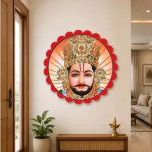 Khatu Shyam Wall Hanging Photo Frame | 8 Inch Round Floral Design With Golden Hanging Chain | Decorative Religious Wall Decor For Home, Office, Temple & Pooja Room (F21772) Khatu Shyam Wall Hanging Photo Frame | 8 Inch Round Floral Design With Golden Hanging Chain | Decorative Religious Wall Decor For Home, Office, Temple & Pooja Room (F21772)