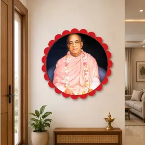 Bhaktivedanta Swami Prabhupada Wall Hanging Photo Frame | 8 Inch Round Floral Design With Golden Hanging Chain | Decorative Religious Wall Decor For Home, Office, Temple & Pooja Room (F21813) Bhaktivedanta Swami Prabhupada Wall Hanging Photo Frame | 8 Inch Round Floral Design With Golden Hanging Chain | Decorative Religious Wall Decor For Home, Office, Temple & Pooja Room (F21813)