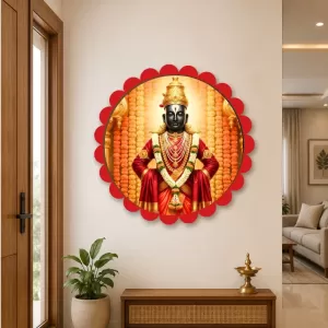 Lord Vitthal Wall Hanging Photo Frame | 8 Inch Round Floral Design With Golden Hanging Chain | Decorative Religious Wall Decor For Home, Office, Temple & Pooja Room (F21848) Lord Vitthal Wall Hanging Photo Frame | 8 Inch Round Floral Design With Golden Hanging Chain | Decorative Religious Wall Decor For Home, Office, Temple & Pooja Room (F21848)