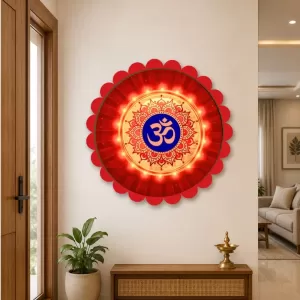 Om Symbol Wall Hanging Photo Frame | 8 Inch Round Floral Design With Golden Hanging Chain | Decorative Religious Wall Decor For Home, Office, Temple & Pooja Room (F21859) Om Symbol Wall Hanging Photo Frame | 8 Inch Round Floral Design With Golden Hanging Chain | Decorative Religious Wall Decor For Home, Office, Temple & Pooja Room (F21859)