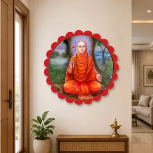 Shree Narasimha Saraswati Swami Wall Hanging Photo Frame | 8 Inch Round Floral Design With Golden Hanging Chain | Decorative Religious Wall Decor For Home, Office, Temple & Pooja Room (F21872) Shree Narasimha Saraswati Swami Wall Hanging Photo Frame | 8 Inch Round Floral Design With Golden Hanging Chain | Decorative Religious Wall Decor For Home, Office, Temple & Pooja Room (F21872)