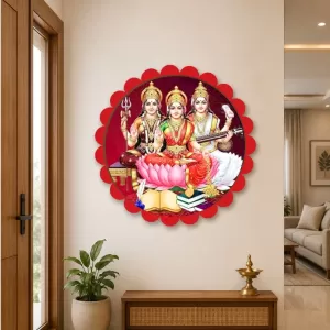 Parvathi Lakshmi And Saraswathi Wall Hanging Photo Frame | 8 Inch Round Floral Design With Golden Hanging Chain | Decorative Religious Wall Decor For Home, Office, Temple & Pooja Room (F21882) Parvathi Lakshmi And Saraswathi Wall Hanging Photo Frame | 8 Inch Round Floral Design With Golden Hanging Chain | Decorative Religious Wall Decor For Home, Office, Temple & Pooja Room (F21882)