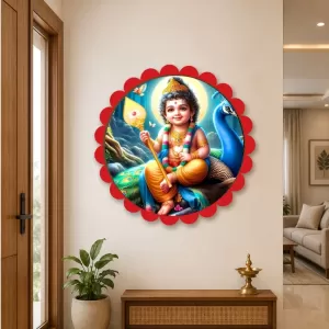 Bala Murugan Wall Hanging Photo Frame | 8 Inch Round Floral Design With Golden Hanging Chain | Decorative Religious Wall Decor For Home, Office, Temple & Pooja Room (F21961) Bala Murugan Wall Hanging Photo Frame | 8 Inch Round Floral Design With Golden Hanging Chain | Decorative Religious Wall Decor For Home, Office, Temple & Pooja Room (F21961)