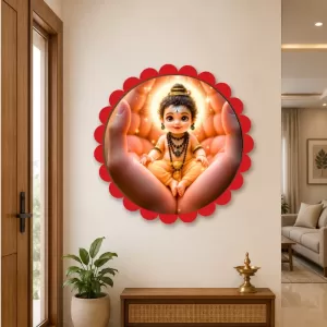 Bal Mahadev Wall Hanging Photo Frame | 8 Inch Round Floral Design With Golden Hanging Chain | Decorative Religious Wall Decor For Home, Office, Temple & Pooja Room (F21971) Bal Mahadev Wall Hanging Photo Frame | 8 Inch Round Floral Design With Golden Hanging Chain | Decorative Religious Wall Decor For Home, Office, Temple & Pooja Room (F21971)