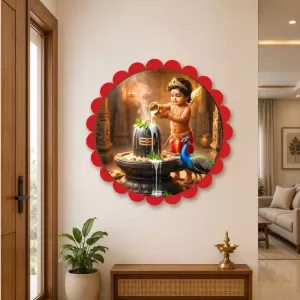 Lord Murugan And Shiva Wall Hanging Photo Frame | 8 Inch Round Floral Design With Golden Hanging Chain | Decorative Religious Wall Decor For Home, Office, Temple & Pooja Room (F21987) Lord Murugan And Shiva Wall Hanging Photo Frame | 8 Inch Round Floral Design With Golden Hanging Chain | Decorative Religious Wall Decor For Home, Office, Temple & Pooja Room (F21987)