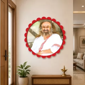 Sri Sri Ravi Shankar Wall Hanging Photo Frame | 8 Inch Round Floral Design With Golden Hanging Chain | Decorative Religious Wall Decor For Home, Office, Temple & Pooja Room (F21996) Sri Sri Ravi Shankar Wall Hanging Photo Frame | 8 Inch Round Floral Design With Golden Hanging Chain | Decorative Religious Wall Decor For Home, Office, Temple & Pooja Room (F21996)