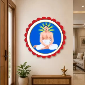 Sri Sri Thakur Anukul Chandra Wall Hanging Photo Frame | 8 Inch Round Floral Design With Golden Hanging Chain | Decorative Religious Wall Decor For Home, Office, Temple & Pooja Room (F22042) Sri Sri Thakur Anukul Chandra Wall Hanging Photo Frame | 8 Inch Round Floral Design With Golden Hanging Chain | Decorative Religious Wall Decor For Home, Office, Temple & Pooja Room (F22042)