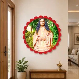 Paramahamsa Yoganananda Wall Hanging Photo Frame | 8 Inch Round Floral Design With Golden Hanging Chain | Decorative Religious Wall Decor For Home, Office, Temple & Pooja Room (F22075) Paramahamsa Yoganananda Wall Hanging Photo Frame | 8 Inch Round Floral Design With Golden Hanging Chain | Decorative Religious Wall Decor For Home, Office, Temple & Pooja Room (F22075)