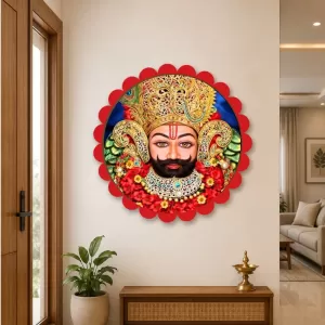 Khatu Shyam Wall Hanging Photo Frame | 8 Inch Round Floral Design With Golden Hanging Chain | Decorative Religious Wall Decor For Home, Office, Temple & Pooja Room (F22083) Khatu Shyam Wall Hanging Photo Frame | 8 Inch Round Floral Design With Golden Hanging Chain | Decorative Religious Wall Decor For Home, Office, Temple & Pooja Room (F22083)