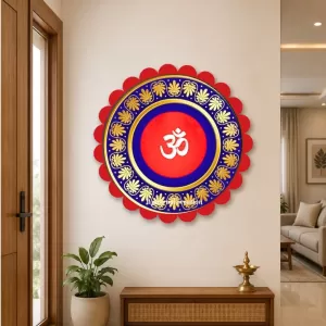 Om Symbol Wall Hanging Photo Frame | 8 Inch Round Floral Design With Golden Hanging Chain | Decorative Religious Wall Decor For Home, Office, Temple & Pooja Room (F22155) Om Symbol Wall Hanging Photo Frame | 8 Inch Round Floral Design With Golden Hanging Chain | Decorative Religious Wall Decor For Home, Office, Temple & Pooja Room (F22155)