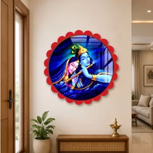 Radha Krishna Wall Hanging Photo Frame | 8 Inch Round Floral Design With Golden Hanging Chain | Decorative Religious Wall Decor For Home, Office, Temple & Pooja Room (F22159) Radha Krishna Wall Hanging Photo Frame | 8 Inch Round Floral Design With Golden Hanging Chain | Decorative Religious Wall Decor For Home, Office, Temple & Pooja Room (F22159)