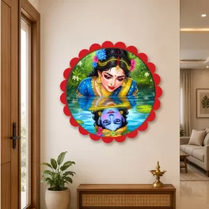 Radha Krishna Wall Hanging Photo Frame | 8 Inch Round Floral Design With Golden Hanging Chain | Decorative Religious Wall Decor For Home, Office, Temple & Pooja Room (F22160) Radha Krishna Wall Hanging Photo Frame | 8 Inch Round Floral Design With Golden Hanging Chain | Decorative Religious Wall Decor For Home, Office, Temple & Pooja Room (F22160)