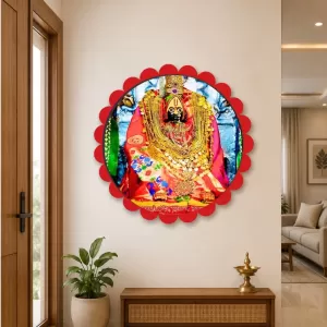 Tulja Bhavani Mata Wall Hanging Photo Frame | 8 Inch Round Floral Design With Golden Hanging Chain | Decorative Religious Wall Decor For Home, Office, Temple & Pooja Room (F22723) Tulja Bhavani Mata Wall Hanging Photo Frame | 8 Inch Round Floral Design With Golden Hanging Chain | Decorative Religious Wall Decor For Home, Office, Temple & Pooja Room (F22723)