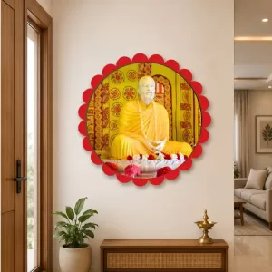 Ramakrishna Paramahamsa Wall Hanging Photo Frame | 8 Inch Round Floral Design With Golden Hanging Chain | Decorative Religious Wall Decor For Home, Office, Temple & Pooja Room (F22738) Ramakrishna Paramahamsa Wall Hanging Photo Frame | 8 Inch Round Floral Design With Golden Hanging Chain | Decorative Religious Wall Decor For Home, Office, Temple & Pooja Room (F22738)