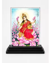 Hindu Goddess Acrylic Car Dashboard Showpiece | Double-Sided Hindu Goddess Photo Stand | 3 X 4 Inch Photo | Transparent Acrylic Frame With Black Base | Car Dashboard, Office & Table Decor (F70224)
