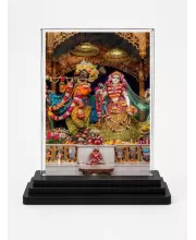 Hindu Deity Acrylic Car Dashboard Showpiece | Double-Sided Hindu Deity Photo Stand | 3 X 4 Inch Photo | Transparent Acrylic Frame With Black Base | Car Dashboard, Office & Table Decor (F70226)