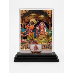 Hindu Deity Acrylic Car Dashboard Showpiece | Double-Sided Hindu Deity Photo Stand | 3 X 4 Inch Photo | Transparent Acrylic Frame With Black Base | Car Dashboard, Office & Table Decor (F70226)