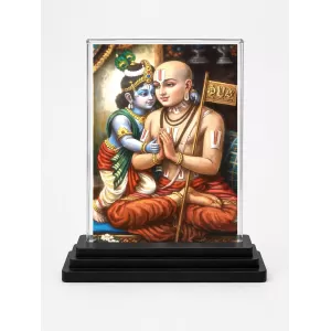 Lord Rama Acrylic Car Dashboard Showpiece | Double-Sided Lord Rama Photo Stand | 3 X 4 Inch Photo | Transparent Acrylic Frame With Black Base | Car Dashboard, Office & Table Decor (F70227)
